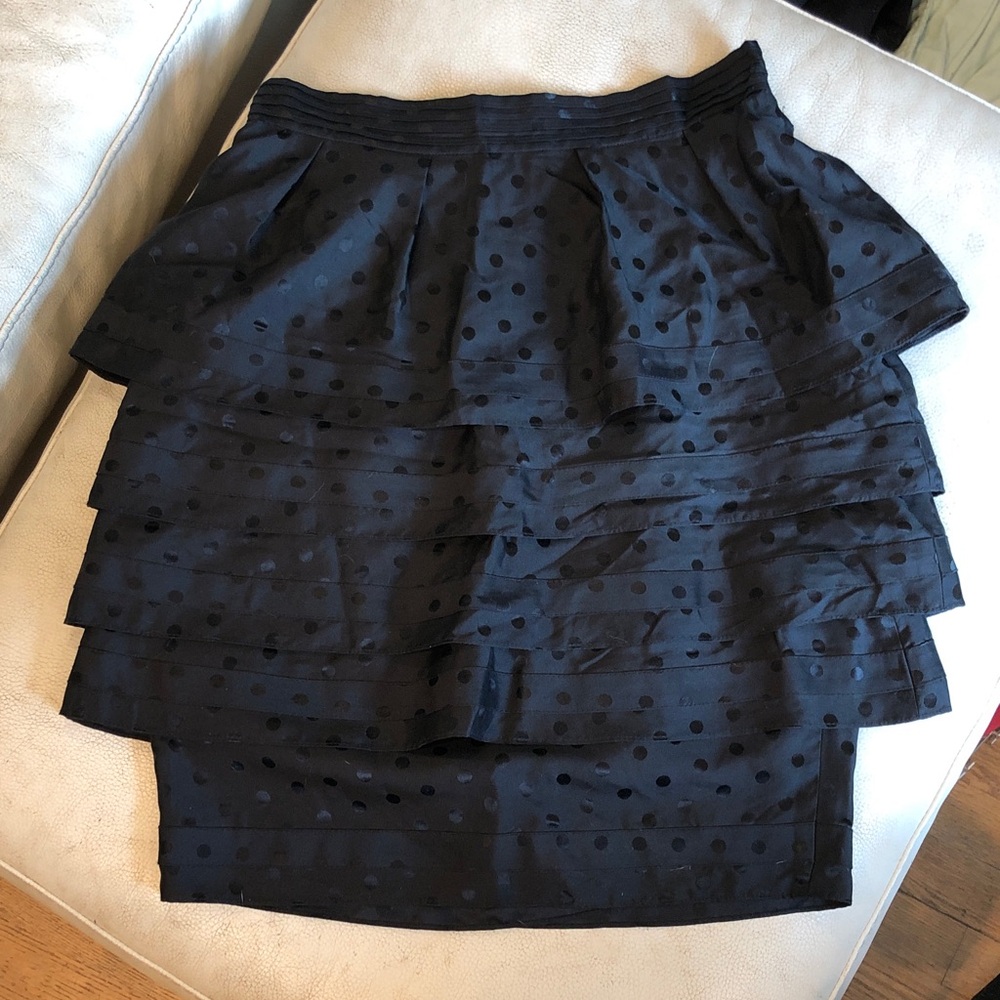 Club Monaco black silk tiered skirt